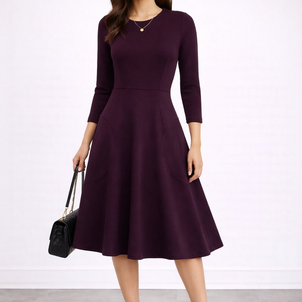 Beautifully Tailored and Flattering Purple Classy Women's Midi Dress size Large